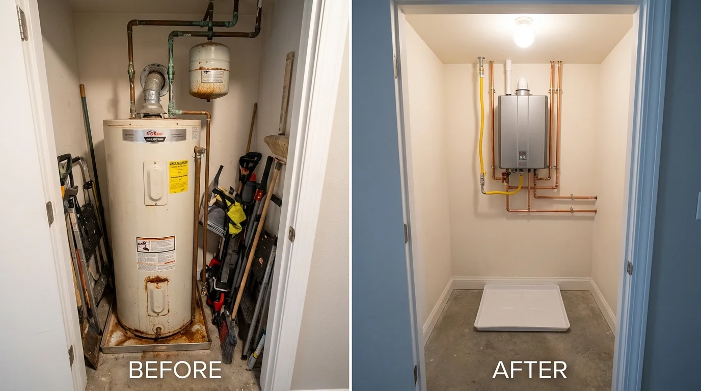 Tank water heater versus wall-mounted tankless unit comparison for Monticello, MN homeowners